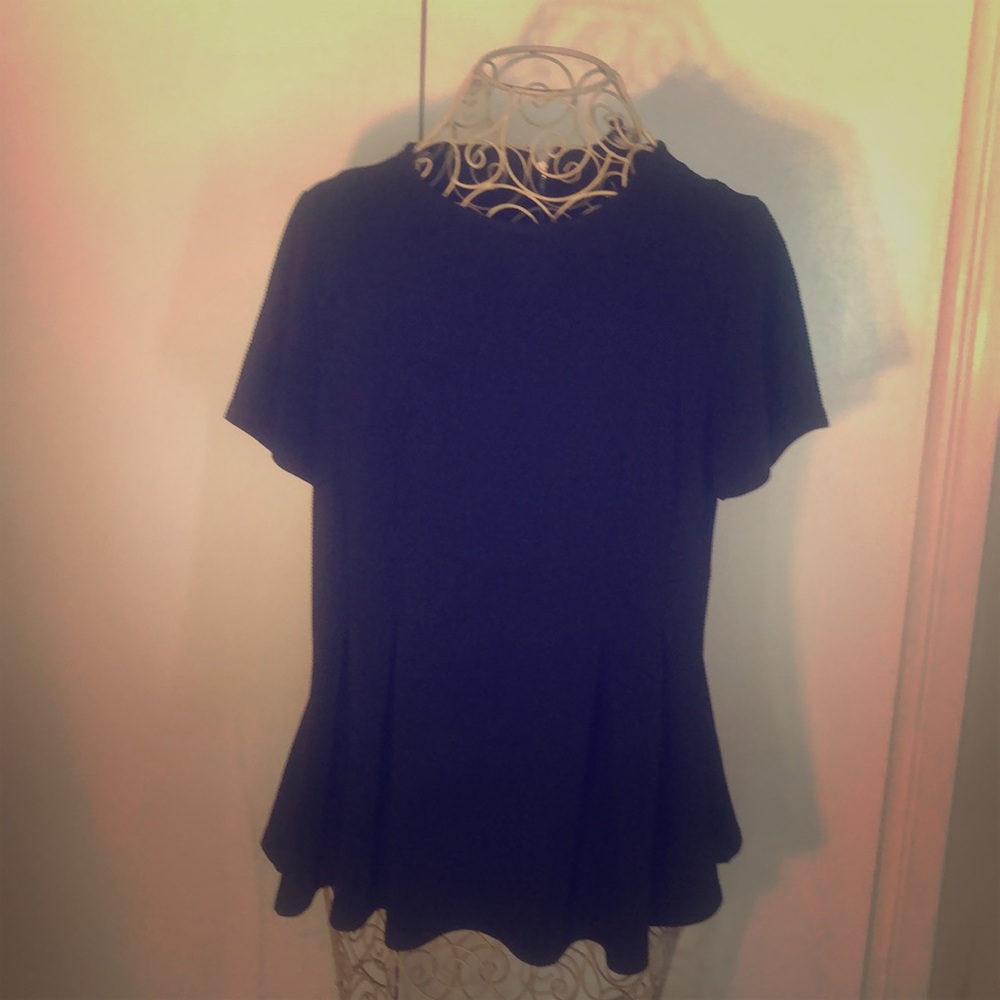 Black peplum ribbed top